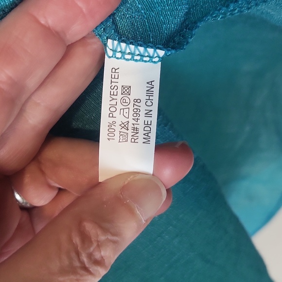 ELSIE & ZOEY Blue Lightweight Sheer Fringed V-Neck Beach Pool Coverup - Picture 10 of 12